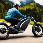 An image showcasing a sleek and powerful electric bike gliding effortlessly through a picturesque mountain trail, its rider wearing a contented smile while effortlessly conquering challenging terrain