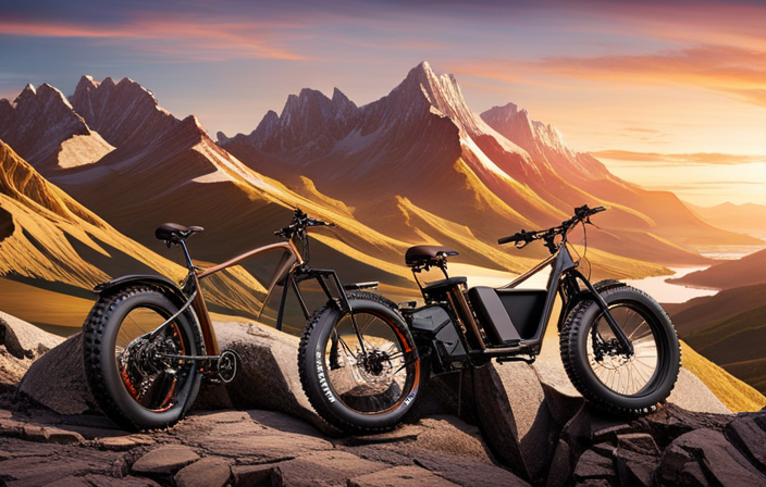 An image showcasing a sleek electric fat bike cruising through a rugged mountain trail, adorned with cutting-edge features like a powerful motor, sturdy suspension, and chunky tires, representing the epitome of the best electric fat bike in 2017