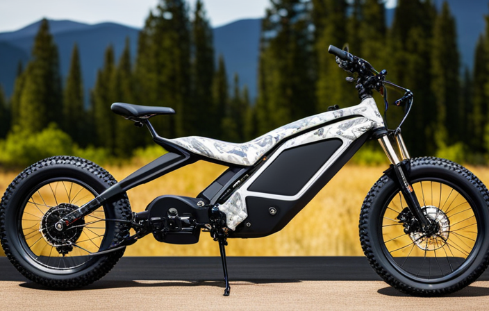 An image showcasing a rugged electric hunting bike amidst a dense forest