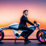 An image showcasing a sleek electric mini bike, its compact frame and vibrant color palette standing out against a picturesque background