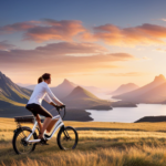 An image of a sleek, modern electric bike gliding effortlessly through a scenic countryside