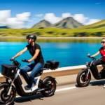 An image featuring a diverse group of people riding sleek, high-performance electric bikes with cutting-edge designs