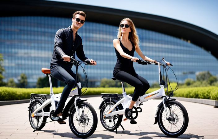 An image showcasing the sleek and compact Airwheel R5 electric folding bike, capturing its modern design and innovative features like adjustable saddle, foldable handlebars, and powerful electric motor