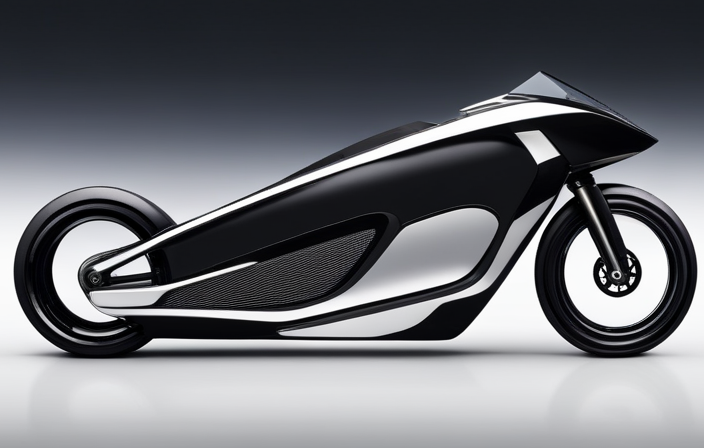 An image of a sleek, cutting-edge electric bike speeding along an open road, showcasing its aerodynamic frame, high-performance tires, and futuristic design