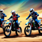 An image showcasing two dirt bikes side by side – one emitting smoke with a roaring engine, the other silently zooming past with an electric motor
