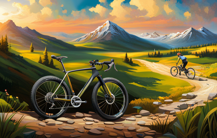 An image showcasing a rugged mountain bike conquering a steep, rocky trail, while a sleek gravel bike glides effortlessly along a gravel road, highlighting the contrasting terrains and riding styles of each