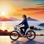 An image showcasing a sleek, comfortable electric bike gliding effortlessly along a scenic coastal road