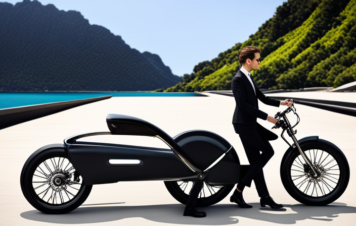 An image showcasing a sleek electric bike gliding effortlessly along a scenic coastal road, with its streamlined frame, silent motor, and battery pack elegantly integrated into the design