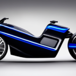 An image showcasing a sleek, futuristic electric bike with a streamlined frame, adorned in vibrant colors