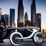 An image that showcases a sleek, futuristic electric bike in motion, effortlessly zooming through a city street