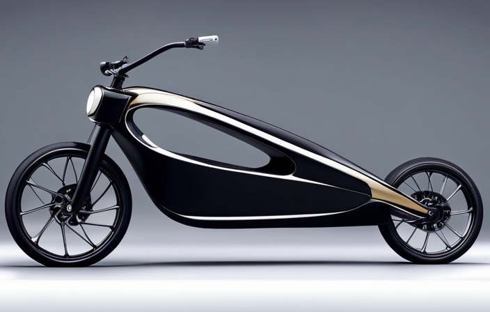 An image showcasing an electric bike whizzing down a sleek, futuristic city street