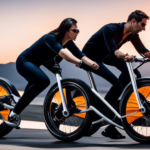An image showcasing a sleek and powerful electric bike, with muscular tires gripping the road, its robust frame emitting a vibrant electric blue hue, and its rider effortlessly conquering a steep incline, highlighting the bike's exceptional torque
