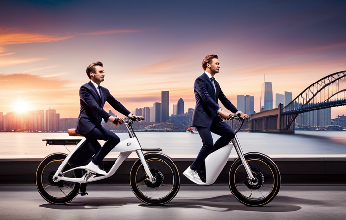 An image showcasing a sleek and minimalist electric bike gliding effortlessly through a sunlit city street, its lightweight frame and streamlined design emanating a sense of speed and agility