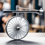 An image showcasing a sleek and modern bicycle suspended on a precision scale, displaying its weight in grams