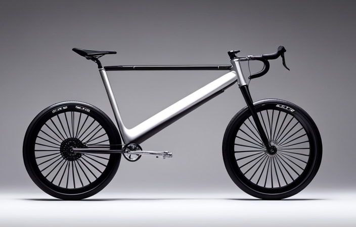 An image showcasing a sleek, modern bicycle suspended in mid-air, its weight expertly measured by a precision scale displaying the mass in kilograms