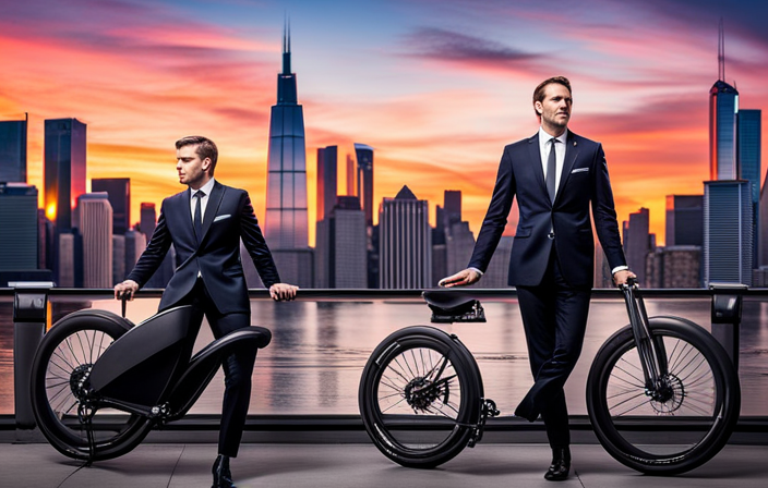 An image showcasing a sleek, high-end electric bike adorned with cutting-edge features like carbon fiber frame, advanced suspension system, top-of-the-line Shimano gears, and a premium leather saddle