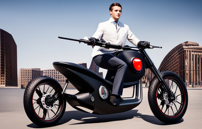 An image showcasing a sleek, modern electric bike equipped with a cutting-edge alarm system