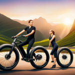 An image showcasing a sleek, high-performance electric bike conversion kit in action, with a cyclist effortlessly zipping through a mountainous terrain, surrounded by lush greenery, as the sun sets in the background