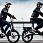 An image showcasing the Airwheel R5 Electric Folding Bike in a vibrant cityscape, with a rider effortlessly maneuvering through traffic, highlighting its compact design, sleek aesthetics, and innovative features