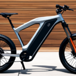 An image showcasing an electric bike's frame, with a rider confidently cruising uphill