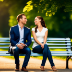 An image of a couple sitting on a park bench, the girl leaning in, her face lit up with joy as she listens to her boyfriend passionately explain electric bike features