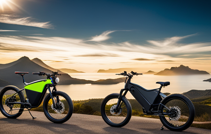 An image showcasing a powerful electric bike effortlessly conquering a steep, winding mountain road