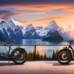 An image showcasing various electric bike models lined up against a scenic backdrop