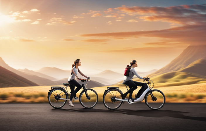 An image showcasing an electric bike gliding effortlessly along a picturesque countryside road