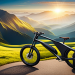 An image showcasing a sleek electric bike on a scenic mountain trail