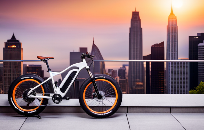 An image showcasing the Cyclamatic Electric Bike's tire size, capturing the precise dimensions and tread pattern