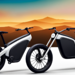An image showcasing a sleek, modern electric bike against a backdrop of scenic hills, highlighting its powerful motor, long-lasting battery, sturdy frame, ergonomic design, and advanced LCD display
