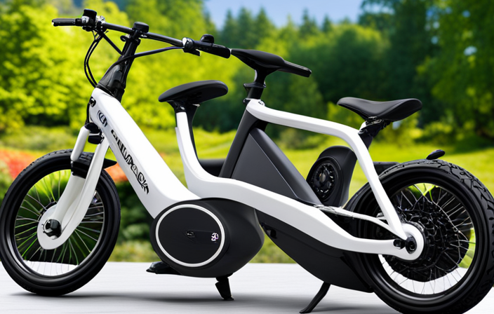 An image featuring a sleek electric bike gliding effortlessly on a scenic bike path, with its powerful motor and long-lasting battery highlighted