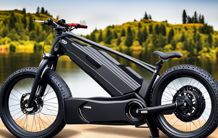 An image showcasing a powerful electric bike with a sturdy frame and enhanced suspension system, designed to effortlessly carry a heavier rider uphill