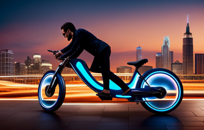 A visually captivating image showcasing a sleek, modern electric bike with cutting-edge wheels
