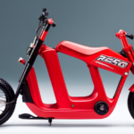 An image showcasing a vibrant red Razor MX350 Dirt Rocket electric motocross bike