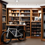 An image that showcases a vibrant bicycle shop, filled with shelves neatly stacked with a wide variety of lithium batteries designed specifically for electric bikes