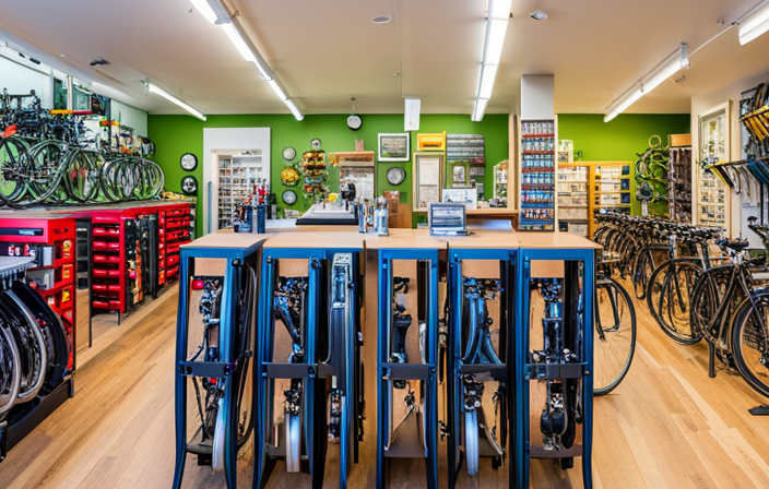 An image showcasing a vibrant community bike shop, bustling with cyclists, where people eagerly donate their used bicycles