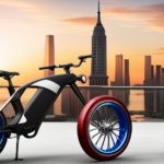 An image that showcases an American flag-emblazoned Wentz Electric Bike, parked against a backdrop of iconic American landmarks like the Statue of Liberty, hinting at the quest for a Sslc084v42 42v Battery Charger in the USA