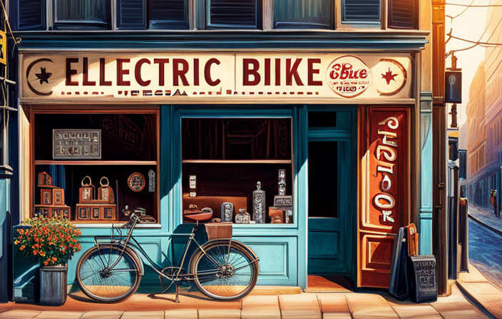 An image of a deserted bike shop, with cobwebs covering the electric bikes, dust settled on the empty chairs, and a faded sign that reads "Electric Bike Review" hanging crookedly on the door