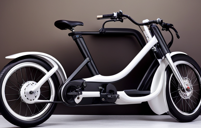 An image showcasing an Ecosmart Electric Bike with a magnified view of its drivetrain area, highlighting the absence of a traditional chain