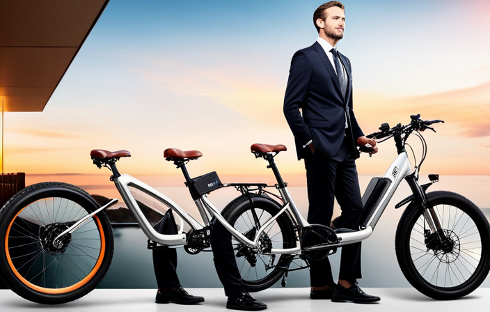 An image that showcases the intricate craftsmanship of the W Wallke 26' All-Aluminum Adult Foldable Electric Bike, capturing its sleek silver frame against a backdrop of a scenic mountain trail, accentuating the bike's versatility and high-quality construction