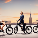 An image showcasing a bustling city street with a diverse array of individuals effortlessly gliding along on their sleek Taotao Electric Folding Bikes