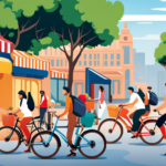 An image showcasing a bustling marketplace with diverse vendors and enthusiastic buyers, where a brightly colored electric bike is prominently displayed, surrounded by a crowd of interested customers, highlighting the various potential selling opportunities for electric bikes