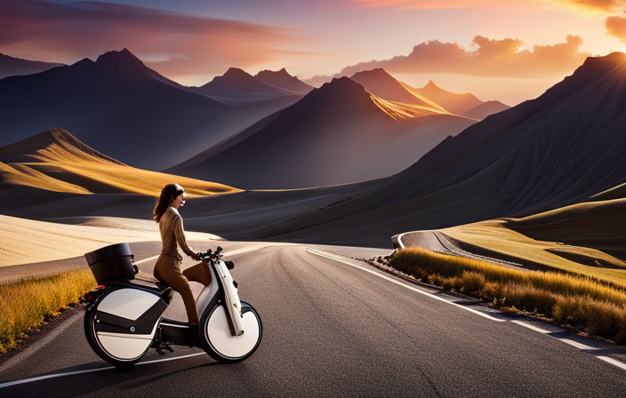 An image showcasing the vast Indian landscape, with a sleek electric bike gliding effortlessly through the winding roads