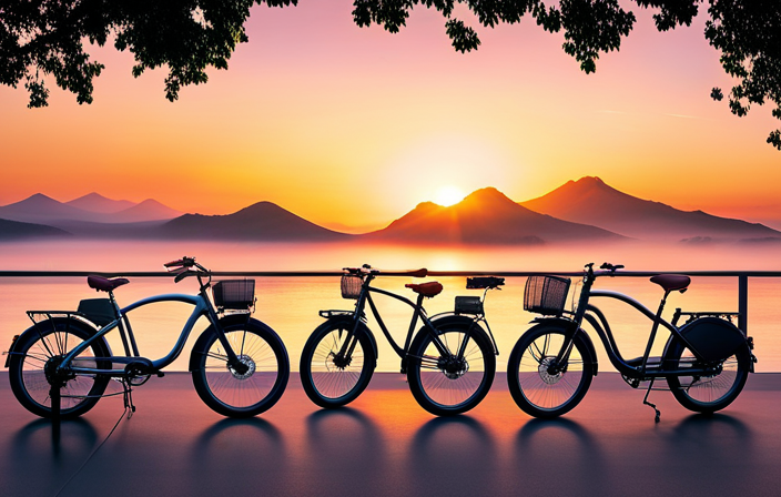 An image showcasing an array of electric bikes lined up side by side, each with their own distinct speed adjustment mechanisms prominently displayed