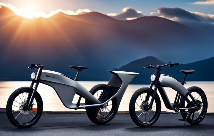 An image showcasing a sleek, modern electric bike and a powerful, fuel-efficient petrol bike side by side