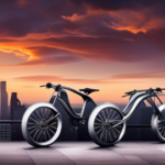 An image showcasing a split-screen view of an electric bike, with one side displaying a front-wheel drive system and the other side showcasing a back-wheel drive system