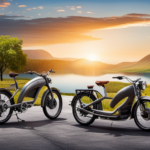 An image featuring a serene countryside setting with a split path: one showcasing a sleek, modern electric bike, and the other displaying a traditional, classic Gettyped bike, evoking a sense of curiosity and encouraging readers to ponder the age-old debate