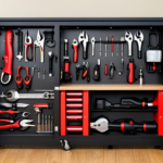 An image showcasing a workbench with a variety of tools like a wrench, screwdriver set, wire cutters, Allen keys, torque wrench, and a multimeter, highlighting the essential tools needed to assemble an electric bike