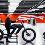 An image showcasing a skilled team of engineers and craftsmen, meticulously assembling the Victory Electric Bike with precision tools and cutting-edge technology, under the glow of bright overhead lights in a modern, state-of-the-art manufacturing facility